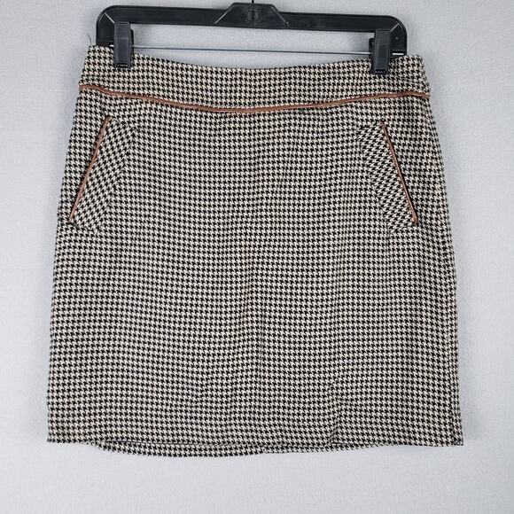 Tommy Hilfiger Size 4 Houndstooth Plaid Mini Skirt Black White Preppy Old Money - Picture 1 of 11